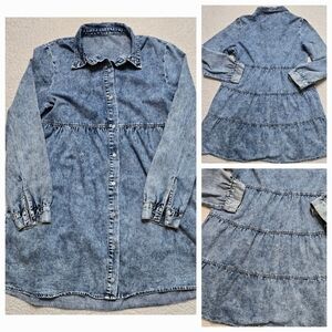 Denim Button Down Dress Tunic Size M
